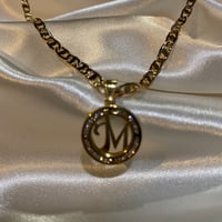Image 2 of "M" Initial Necklace - Stones (Round)