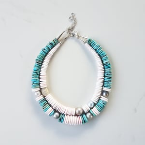 Turquoise, Conch Shell, & Tahitian Pearl Necklace