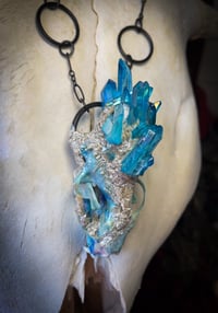 Image 4 of Blue Quartz Embellished Mink Skull - Necklace 