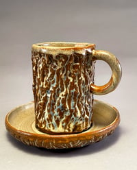 Image 1 of #23 Bark Mug with Saucer- Crooked Trail Lodge Collection 