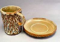Image 2 of #23 Bark Mug with Saucer- Crooked Trail Lodge Collection 