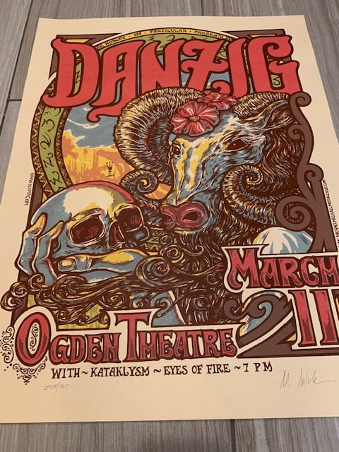 Danzig Silkscreen Concert Poster By Michael Michael Motorcycle, Signed & Numbered