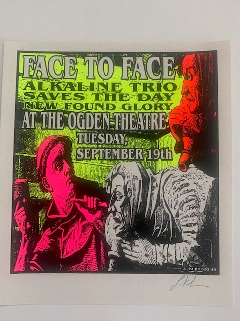 Face To Face / Alkaline Trio Silkscreen Concert Poster By Lindsey Kuhn, Signed By The Artist
