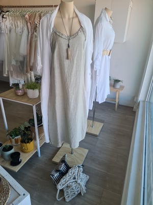 Image of Raffaela Maxi Linen Dress. Natural.