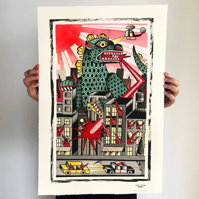 Image of Godzilla print 