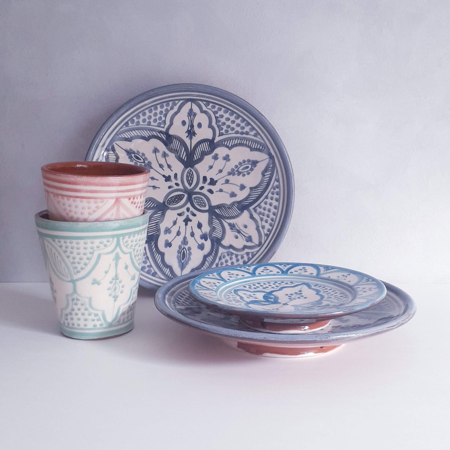 Image of MOROCCAN CERAMIC BREAKFAST PLATES 