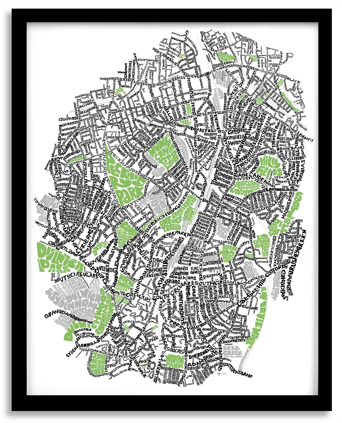 Image of SE London Parks – New Cross - Brockley - Nunhead - Forest Hill - Dulwich - Sydenham - Type Map