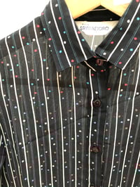 Image 4 of Blouse  japonaise vintage noir rayure et pois