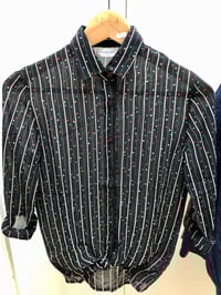 Image 2 of Blouse  japonaise vintage noir rayure et pois