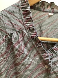 Image 4 of Blouse vintage japonaise bordeaux/gris