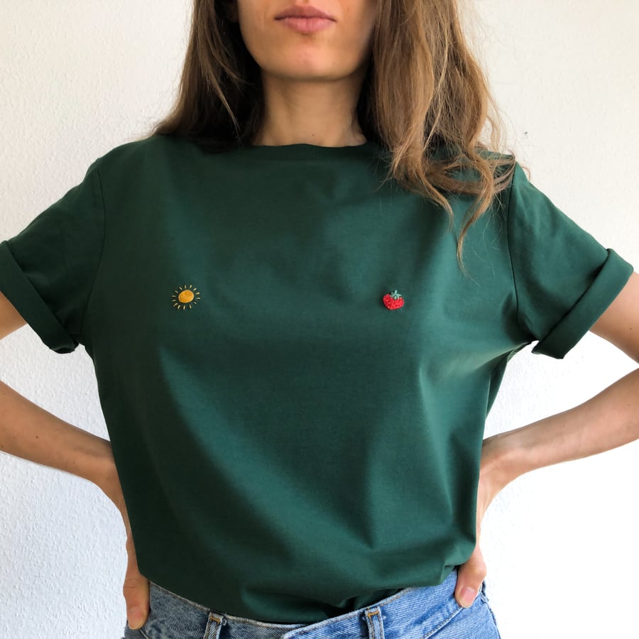 Image of Sunny nips - the t-shirt // hand embroidered organic cotton t-shirt, available in ALL sizes