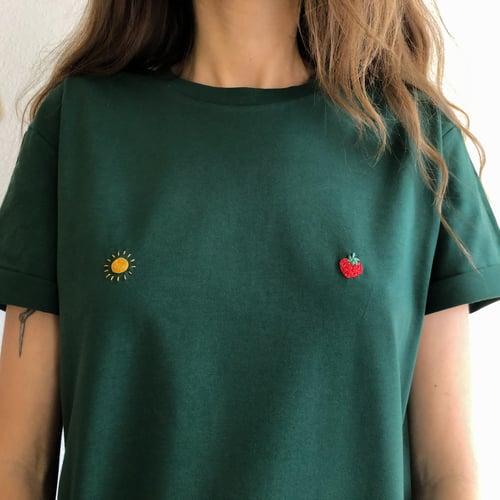 Image of Sunny nips - the t-shirt // hand embroidered organic cotton t-shirt, available in ALL sizes