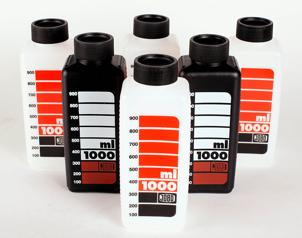 Image of Jobo #3381 Six-Pack 1000 ml 1L Bottles (4 clear 2 black)
