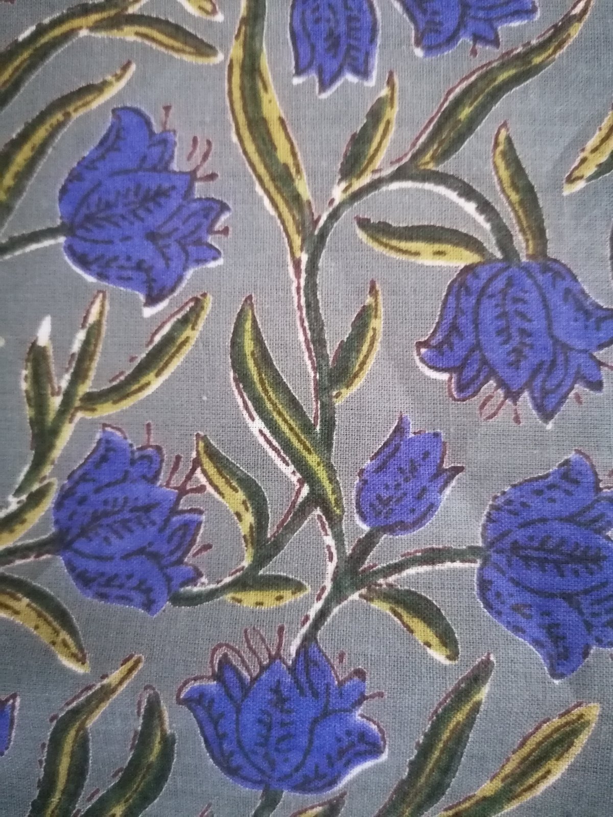 Image of Namaste fabric tulipes bleu