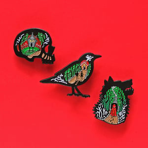 Image of Dark Fairytales 3 pin set - baba yaga - little red riding hood - Hansel & Gretel enamel pins