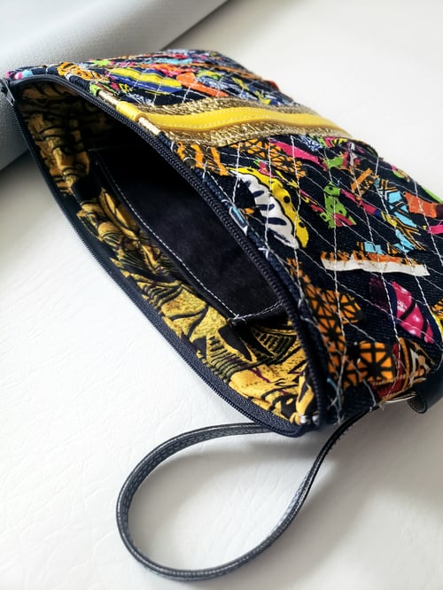 Image of Upcycled clutch with scrap fabric 