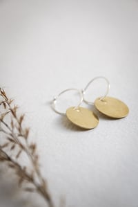 Image 1 of Smooth finish minimal oval drops available in brass and Recycled silver 