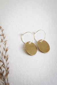 Image 3 of Smooth finish minimal oval drops available in brass and Recycled silver 