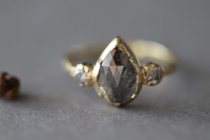 Image of *SALE - WAS £2450* 18ct gold, Pear shape, Salt and Pepper, Rose cut  diamond ring  IOW168