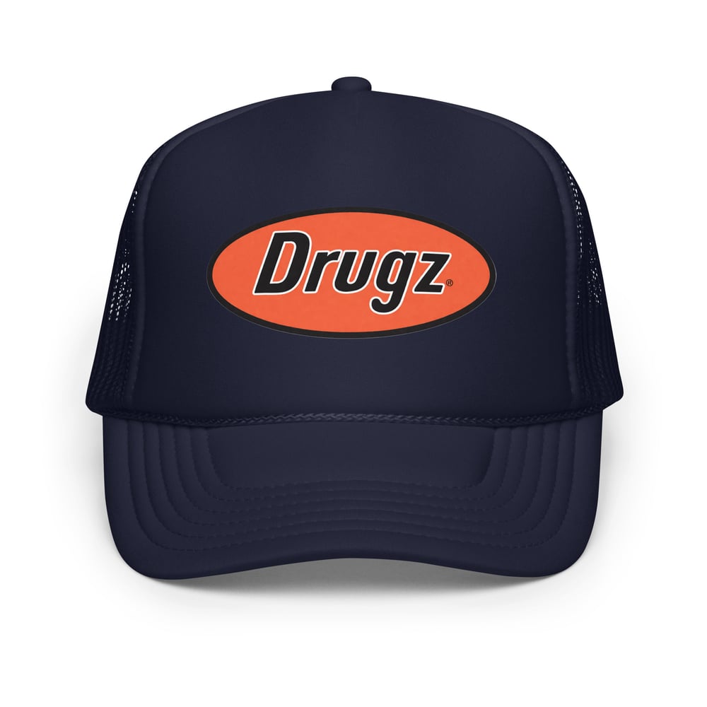 Image of DRUGZ® - Logo Trucker Hat (ORANGE/NAVY)