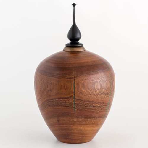 Image of Mesquite Hollow Form / Urn with Malachite Inlay