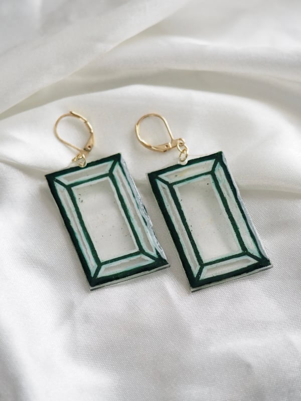 Image of Window Earrings (Green)