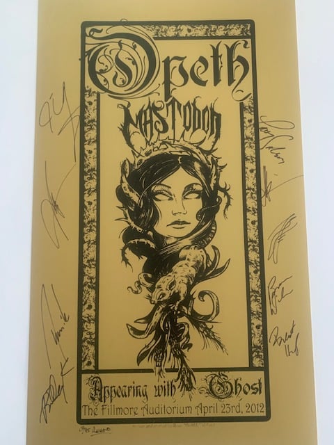 Opeth / Mastodon / Ghost Autographed Silkscreen Concert Poster Signed + Numbered By Ryan Willard