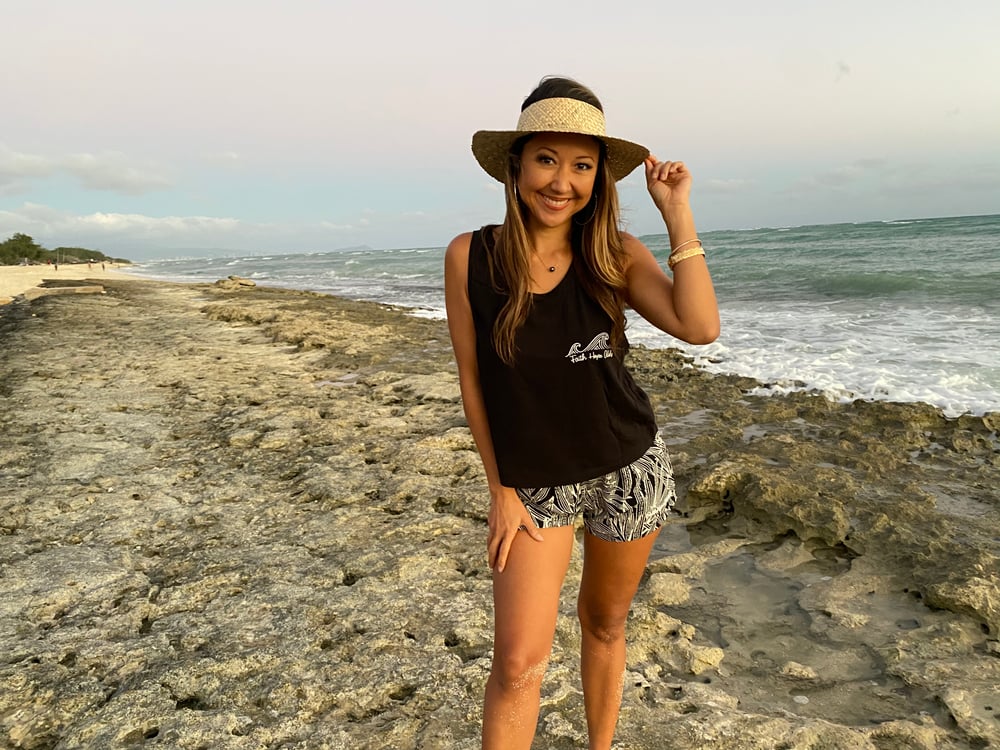 Image of Black with White Surf Crew Boxy Crop Top