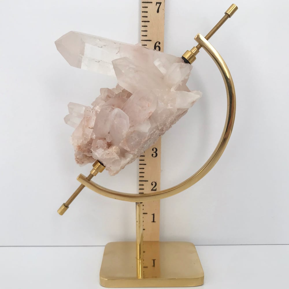 Image of Pink Quartz no.90 + Brass Arc Stand 