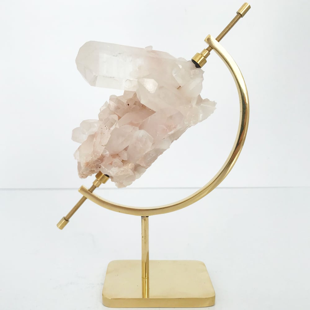 Image of Pink Quartz no.90 + Brass Arc Stand 