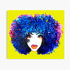 Blue Afro Curly Hair Girl Canvas Print