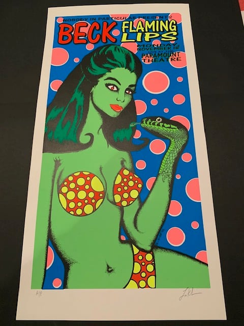 Beck / Flaming Lips Silkscreen Concert Poster By Lindsey Kuhn, Signed By The Artist