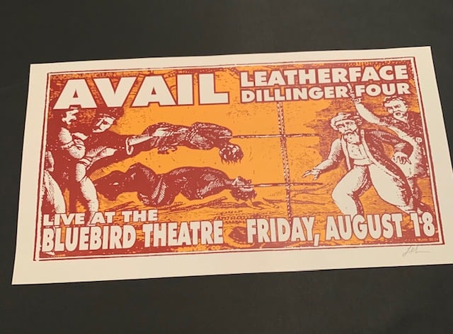 Avail / Leatherface / Dillinger Four Silkscreen Concert Poster By Lindsey Kuhn, Signed By The Artist