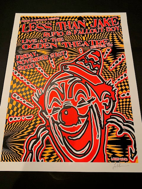 Less Than Jake / Fall Out Boy Silkscreen Concert Poster By Lindsey Kuhn, Signed By The Artist