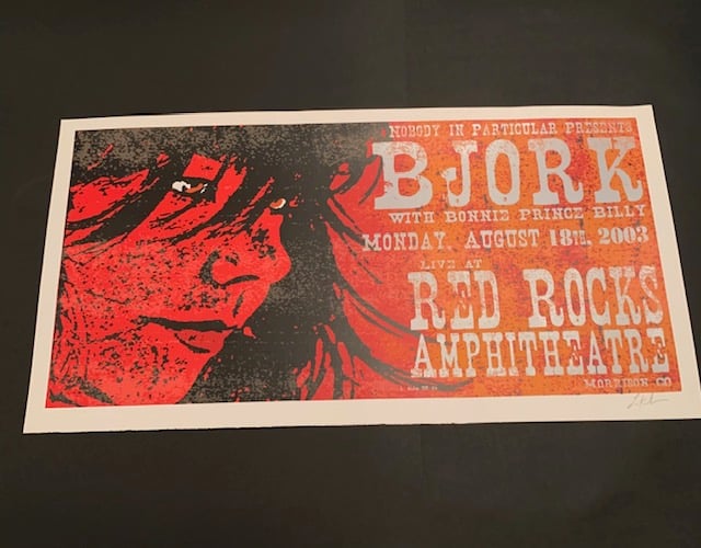 Bjork @ Red Rocks Silkscreen Concert Poster By Lindsey Kuhn, Signed By The Artist