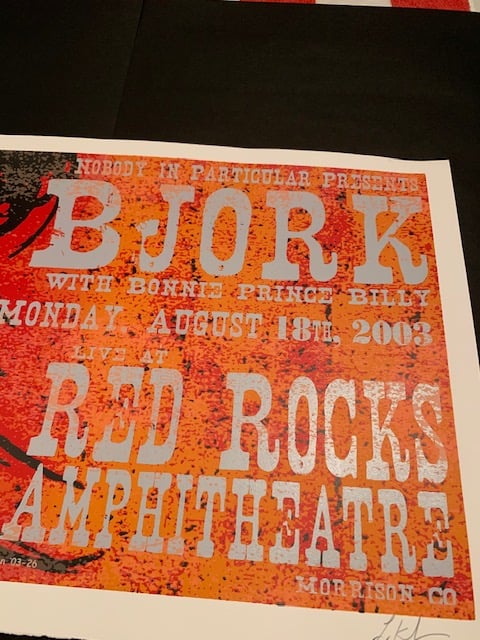 Bjork @ Red Rocks Silkscreen Concert Poster By Lindsey Kuhn, Signed By The Artist