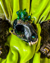 Green Quartz & Chalcopyrite - Bobcat Skull.