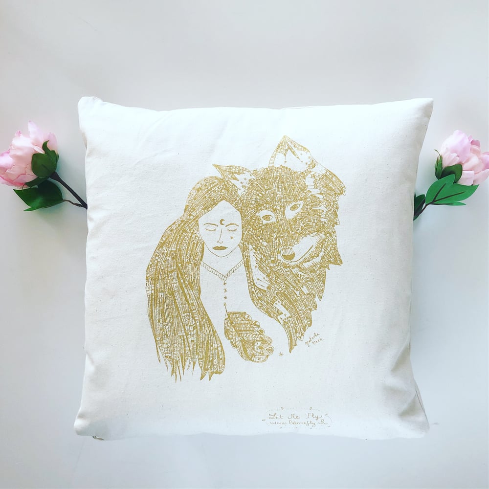 Image of Coussin *Wild Woman & Wolf*_40x40cm