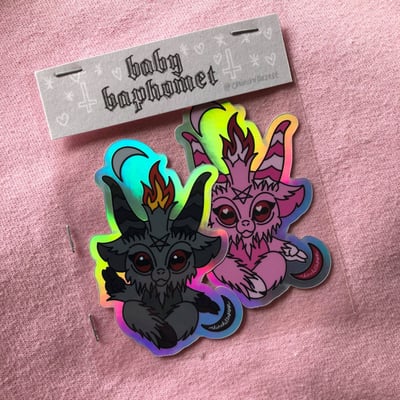 Image of 'baby baphomet' holographic sticker pack!