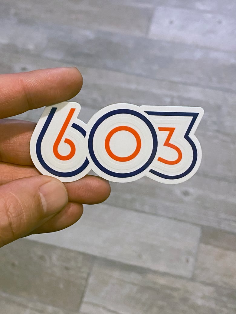 Image of 3” clear vinyl r/w/b 603 sticker 
