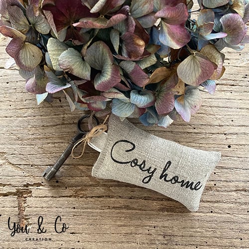 Image of Porte-clés lin naturel "Cosy home"