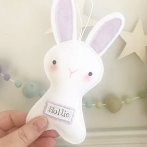 Image of Personalised white bunny decorations