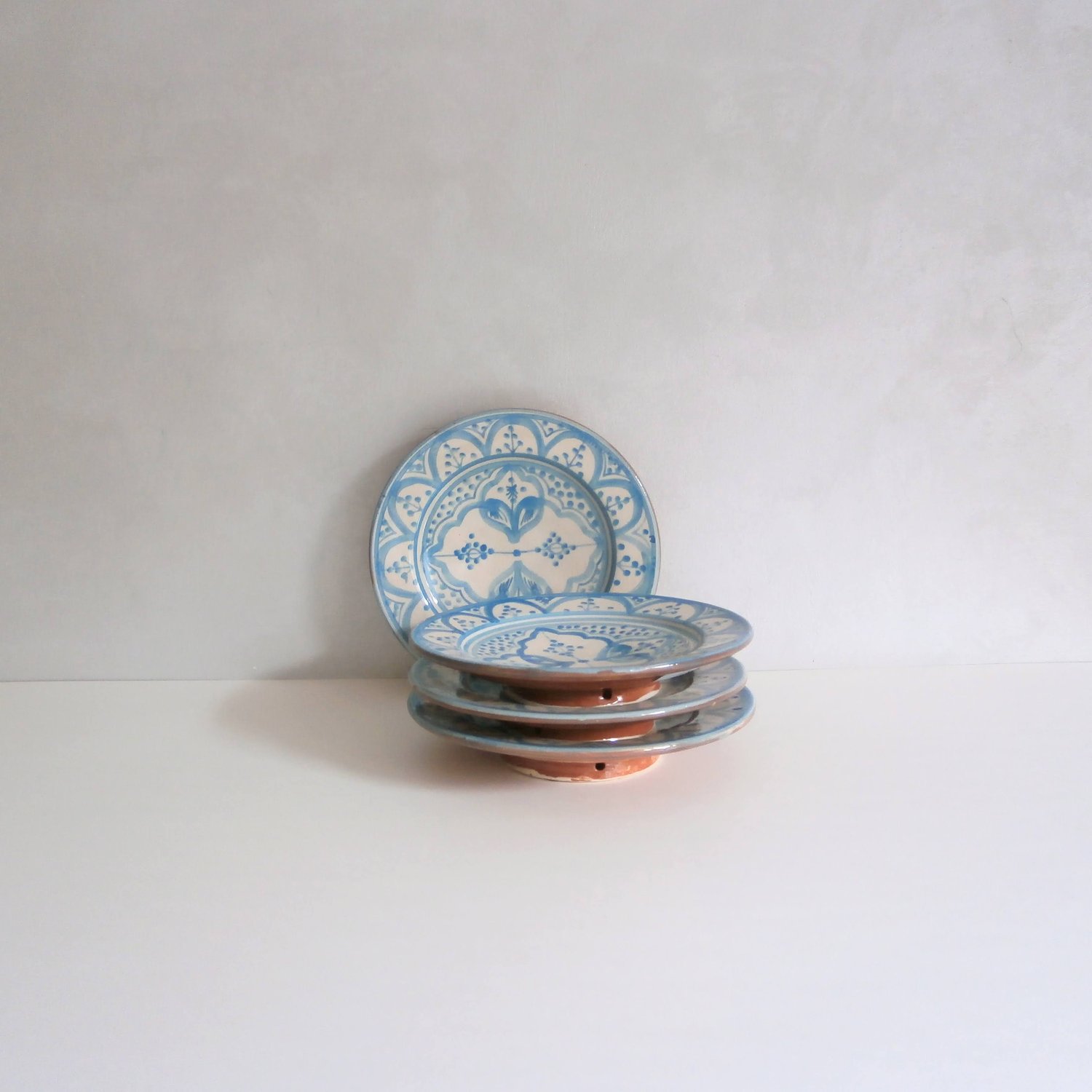 Image of MOROCCAN CERAMIC DESSERT PLATES - LIGHT BLUE