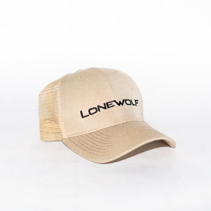 Image of Embroidered Trucker Cap in Tan