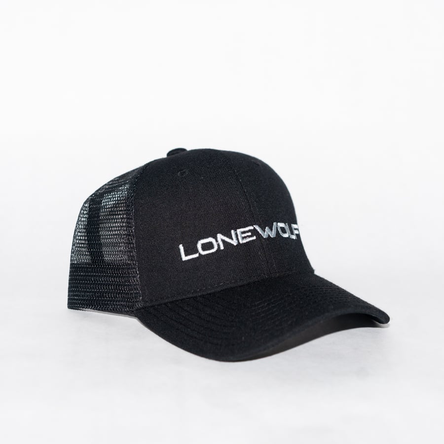 Image of Embroidered Trucker Cap in Black