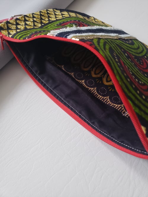 Image of Upcycled Denim and African Clutch