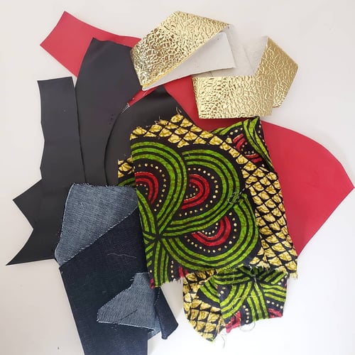 Image of Upcycled Denim and African Clutch