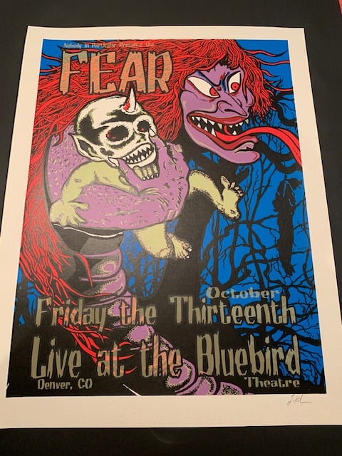 Fear Silkscreen Concert Poster By Lindsey Kuhn, Signed By The Artist