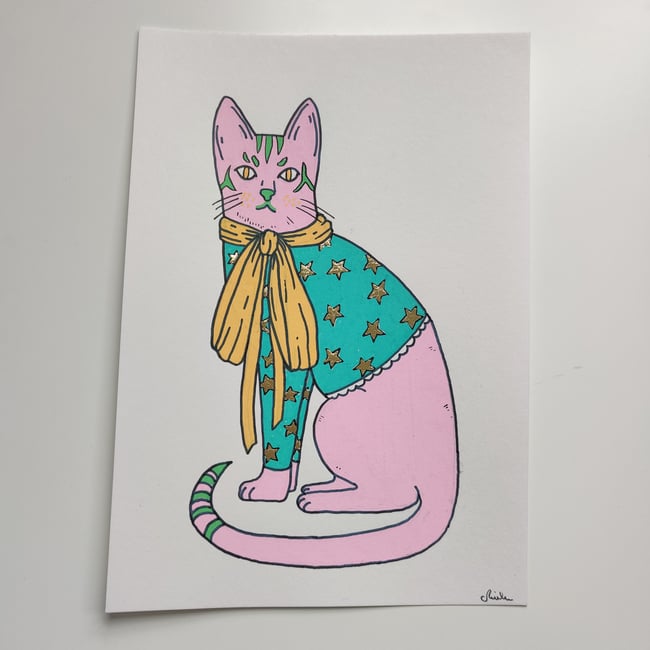 Fancy Cat Original Illustration | always tired
