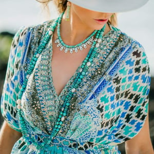 Vintage Rhinestone & Turquoise Necklace